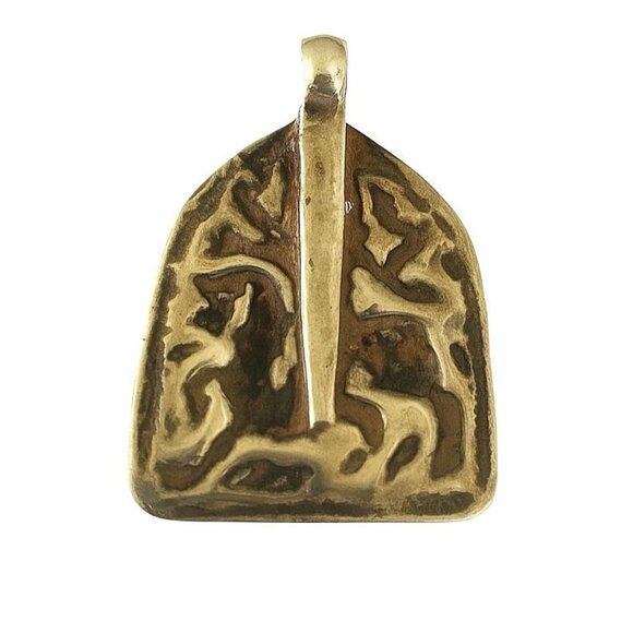 Vintage Tribal Silver Durga Goddess Amulet Pendant Lion Motiff India - Picture 4 of 9